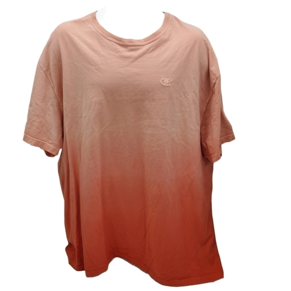 Champion Brand Classic Ombre Short Sleeve T-Shirt Men's 2XL Red Garment Washed